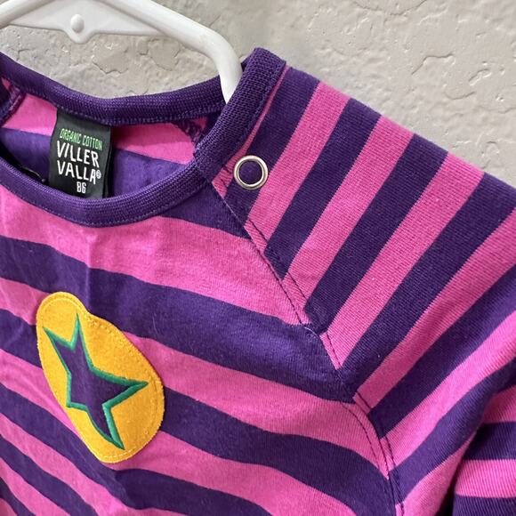 NWT Villervalla Purple Stripe Star Appliqué Long Sleeve Shirt - Picture 2 of 7